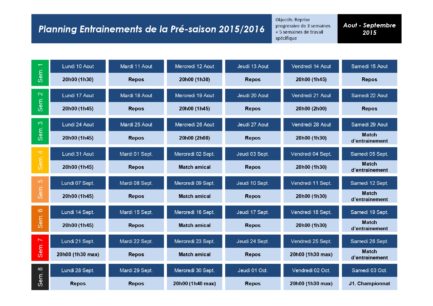 PRO Performance - Programmation De 8 Semaines De La Pré-saison